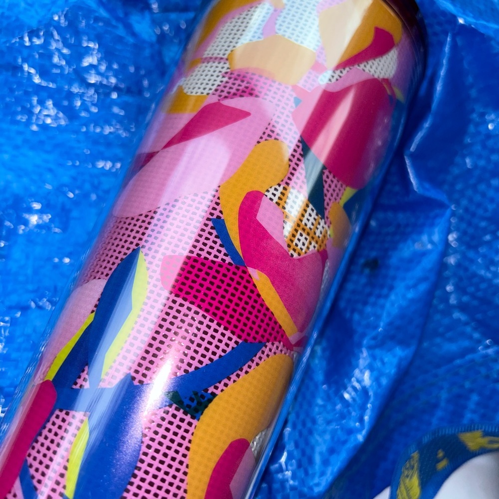 Starbucks Spring Pink Floral Flower Iridescent 24oz Tumbler Cold Cup W/Straw NWT